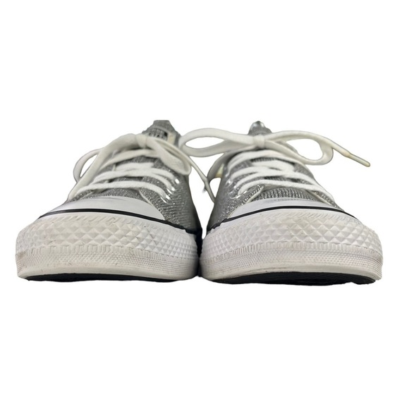 Converse Sneakers Women 6.5 All Star Gray Metallic Silver Threads Low Top Shoes - Picture 8 of 11